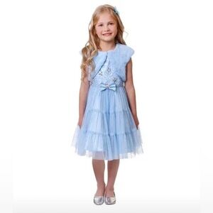 Jona Michelle Sky Blue Tulle Dress with Bow